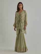 Green Kaftan Sharara Set