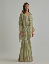 Green Kaftan Sharara Set