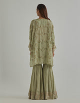 Green Kaftan Sharara Set