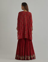 Red Kaftan Sharara Set