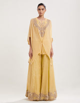 Yellow Poncho with Sharara Set