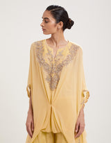 Yellow Poncho with Sharara Set