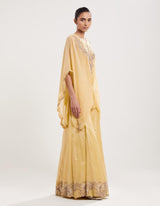 Yellow Poncho with Sharara Set