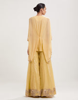 Yellow Poncho with Sharara Set