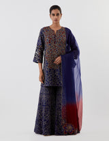 Blue Embroidered Applique Sharara Set
