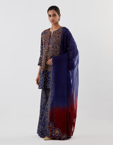 Blue Embroidered Applique Sharara Set