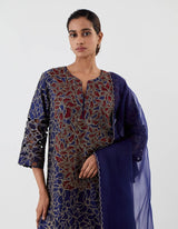 Blue Embroidered Applique Sharara Set