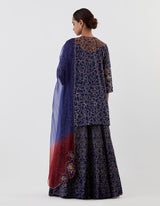 Blue Embroidered Applique Sharara Set