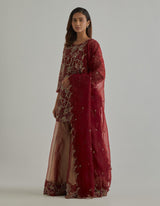 Gold Red Kurta Sharara Set