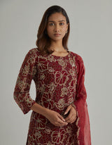 Gold Red Kurta Sharara Set