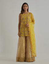 Yellow Tissue Sharara Set