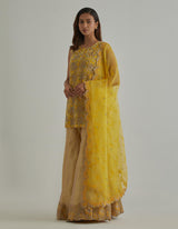 Yellow Tissue Sharara Set