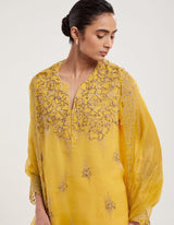 Yellow Hand Embroidered Kurta with Sharara and Dupatta