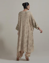 Beige Embroidered Kurta With Pants