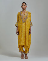 Yellow Embellsihed Kaftan Kurta Set