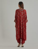 Red Embroidered Kaftan Set