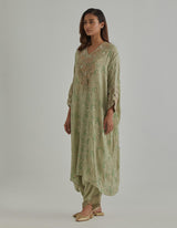 Green Kaftan Cowl Set