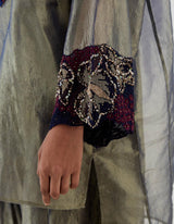 Green Embroidered Anti Fit Tissue Kurta with Salwar