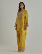 Yellow Crinkled Tissue Kurta Set