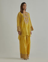 Yellow Crinkled Tissue Kurta Set
