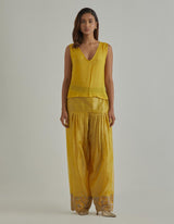 Yellow Crinkled Tissue Kurta Set