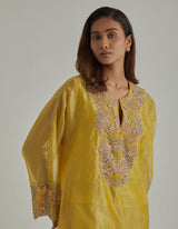 Yellow Crinkled Tissue Kurta Set
