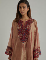 Gold Crinkled Tissue Kurta Set