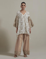 Ivory With Pink Cutwork Sleeve Kurta With Salwar