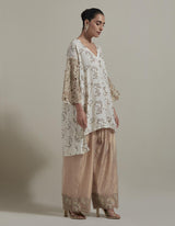Ivory With Pink Cutwork Sleeve Kurta With Salwar