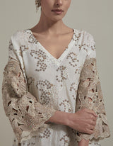 Ivory With Pink Cutwork Sleeve Kurta With Salwar