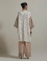 Ivory With Pink Cutwork Sleeve Kurta With Salwar