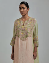 Pink Green Embellsihed Kurta With Pants