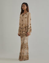 Beige Embroidered Tunic Set