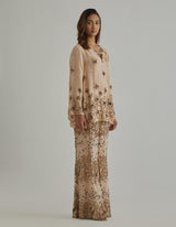 Beige Embroidered Tunic Set