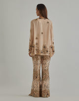 Beige Embroidered Tunic Set