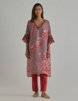 Red Printed Kurta Set