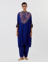 Blue Printed Kaftan with Salwar
