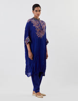 Blue Printed Kaftan with Salwar