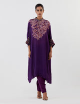 Purple Printed Kaftan Style Kurta with Salwar