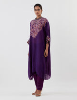 Purple Printed Kaftan Style Kurta with Salwar