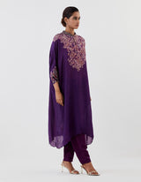 Purple Printed Kaftan Style Kurta with Salwar
