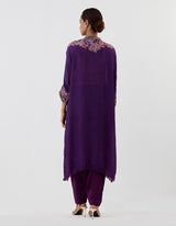 Purple Printed Kaftan Style Kurta with Salwar