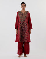 Red AppliquÃ© Abha Kurta Set