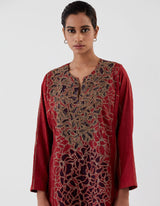 Red AppliquÃ© Abha Kurta Set
