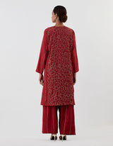 Red AppliquÃ© Abha Kurta Set