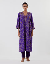 Blue All-over Embroidered Flared Kurta Set