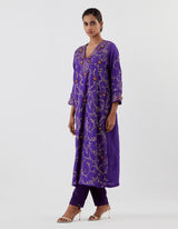 Blue All-over Embroidered Flared Kurta Set