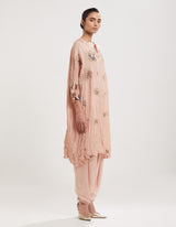 Beige Embroidered Loose-Fit Kurta with Cowl Salwar