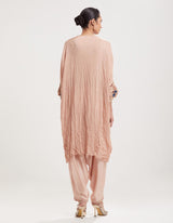 Beige Embroidered Loose-Fit Kurta with Cowl Salwar