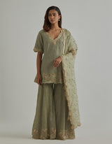 Green Water Glimmer Sharara Set